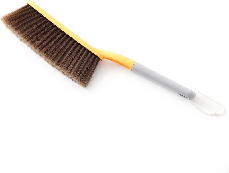 kagyuan 1 Pack 15" Hand Broom Brush,Soft Bristle Cleaning Brush,Crumb Debris Sweeping Brush,Dusting Brush,Comfort for Bed Car Couch Desk Sofa Furniture Clothes,Small Particles Hair Remover(Yellow) - Image 1
